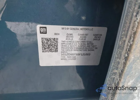 2025 Chevrolet Malibu Fwd 1Lt from USA, damaged, VIN 1G1ZD5ST5SF121003